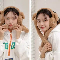 ablue clipper Winter Ear Muffs with Moving Jumping Rabbit Ears Cute Ear Warmers Ear Muff image 3