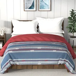 Nautica Bristol Blue & Red Striped AC Room 150 GSM Double Bed Comforter-picture-7