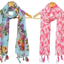 stolevilla Printed Chiffon Women Multicolor Scarf, Stole, Fancy Scarf-picture-15