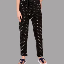 christy world Pack of 2 Women Printed Black, Pink Track Pants image 5