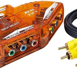 DEVBHOOMI DB-RCA Splitter with 3-Way Audio, Video RCA Switch Box + RCA Cable 3RCA. 4 Ports 100 Mbps Network Switch image 2
