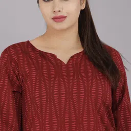 stylofusion Women Night Suit Set Maroon Printed image 4