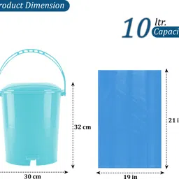 kuber industries 10 L Pedal Dustbin & Garbage Bag 19x21 In (Blue - 1 Roll) for Home Light Green Plastic Dustbin image 2
