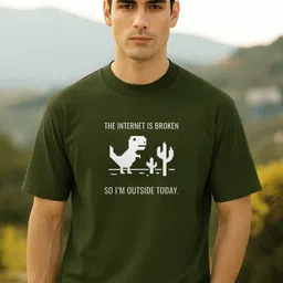 nobero Men Graphic Print Crew Neck Pure Cotton Green T-Shirt-picture-46