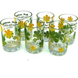 crockware (Pack of 6) Flower Printed 150ml Glass Set – 6 Pieces for Your Refreshing Moments Glass Set Water/Juice Glass image 1