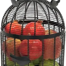 prime krafts Bulbul Fruit Basket with Lid, Decorative Bird Design Fruit and Vegetable Holder, Iron Fruit & Vegetable Basket image 1