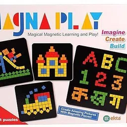 joyhub Magna Play Set-3 with Wooden Stand, 300 Colourful Square Magnets,-picture-18