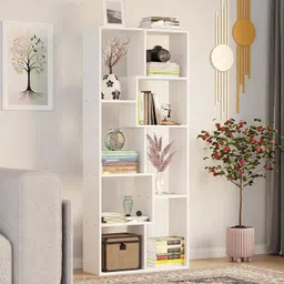 lukzer Multipurpose Rack MR-004 White Engineered Wood Open Book Shelf-picture-16