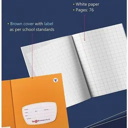 target publications Medium Square Maths Notebooks for School Kids |Hard Cover| 15.5 x 19 cm|Set of 9 Regular Notebook Square 76 Pages image 2