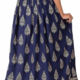 krishika Women Printed Flared Blue Skirt image 2