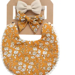 bembika Baby Feeding Bib And Bow Cotton Tableware, Ideal For Feeding Baby - Gold image 1