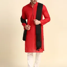 dupatta bazaar Cotton Blend Solid Black Men Dupatta-picture-13