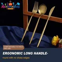 manishaware Golden Elegance 24 PCS Set Stainless Steel Cutlery Set image 5