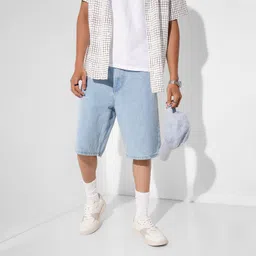 sf jeans by pantaloons Solid Men Blue Basic Shorts image 1