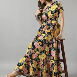 krunal raiyani Women Fit and Flare Yellow Ankle Length Dress-picture-42