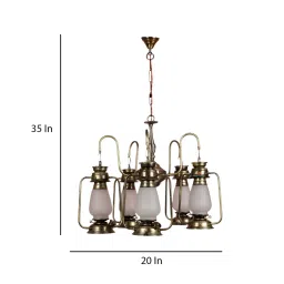 decorativeray Plazo Antique Gold Glass Shaded Chandelier image 5