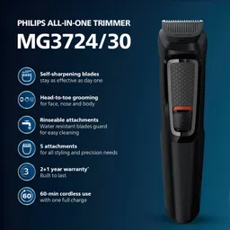PHILIPS MG3724/30 Trimmer 60 minRuntime 7 Length Settings image 2
