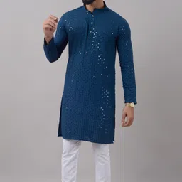 moudlin Men Cotton Blend Kurta Pyjama Set image 4