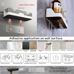xena Wall Mounted Shower Shelf/Baskets, Adhesive Storage Rack for Bathroom/Kitchen Plastic Wall Shelf image 5