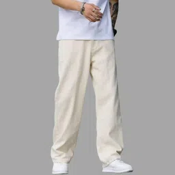 wayking Men Loose Fit Mid Rise Beige Jeans image 2