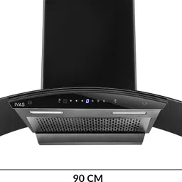 ivas Breezia 90 CM Auto Clean Filterless Touch Control Wall Mounted Black 1200 CMH Chimney image 3