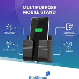 thekiteco. Pack of 2 - Black & White Wall Mounted Mobile Holder Storage Case for Remote Mobile Holder image 3