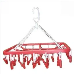 pillage enterprises Clip Hanger | Clothes Drying Stand with 28 Pegs | Plastic Sock Hanger Plastic Cloth Clips-picture-25