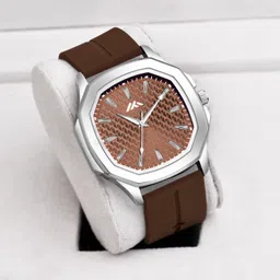 loretta New Latest Brown Silicone Strap Embossed Sqaure Dial Analog Watch - For Men LT_64-picture-16