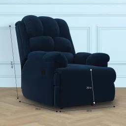 the sleep company Luxe Velvet 1 Seater Motorized Recliner In Blue Colour With Revolving image 2