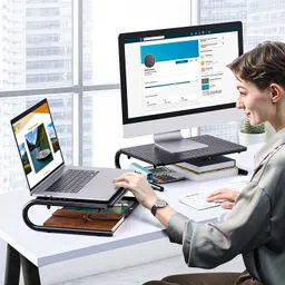 soopii Metal Monitor Stand Riser Vented Metal Base, 1 Tier Desk Stand Metal Computer Desk image 2