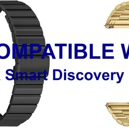 ACM WSM20H22BKGL3765 Pack of 2 Watch Strap Adjustable Steel 22mm for Fastrack Smart Discovery Smartwatch (Black/Champagne Gold) Smart Watch Strap-image-1