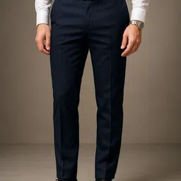 jaycap Men Slim Fit Blue Cotton Blend Trousers-picture-35
