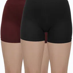 amul comfy Pack of 2 Women Boy Short Black, Maroon Panty-picture-44