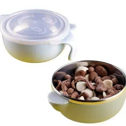 johnmacc Easy Grip Handle Feeding Bowl With Lid (1 PC)- Stainless Steel image 2