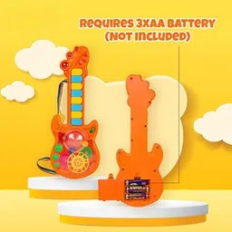 zunbella 3D Gear & Flash Light Battery Operated Musical Toy Guitar with 8 Keys Toy image 4