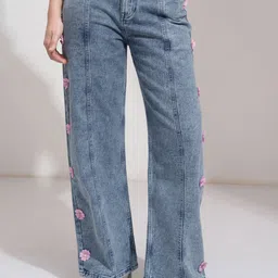 tokyo talkies Women Straight Fit Mid Rise Light Blue Jeans-picture-11