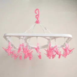 Plastic Cloth Drying Hanger with 25 Pegs Clips for Home Plastic Cloth Clips-image-50