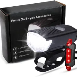 nsv Rechargeable Cycle Head Light And Back tail light In 3 Different Mode LED Front Rear Light Combo-picture-10