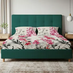 urban space Cotton King Fitted (Elastic) 200 TC Floral Bedsheet image 2