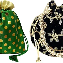 athizay Girls Green, Black Potli-picture-32