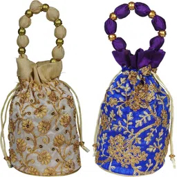 Women Gold, Blue Potli-image-60