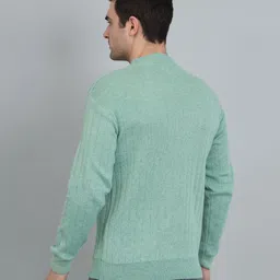 kilvested Men Solid Mandarin Neck Light Green Sweater image 2