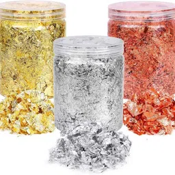 ak gold leaf Gold, Silver & Copper Foil Flakes 45g for Art, Resin & Craft Decoration-picture-39