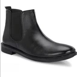 nisho "Men's Classic Black Leather Chelsea Boots – Slip-On Formal Ankle Shoes High Tops For Men image 2