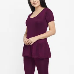 kamz Solid Women Swim-dress Purple Swimsuit image 3