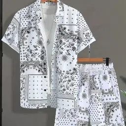 den Men Night Suit Set White, Black Printed-picture-21
