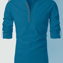 sopani Men Solid Cotton Blend Straight Kurta-picture-22
