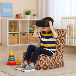 style homez Large CANVAS CLASSIC CHAIR, Cotton Geometric Printed Bean Bag Chair With Bean Filling image 4