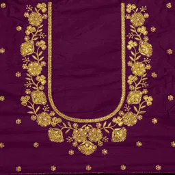 travoxa Unstitched Cotton Silk Blouse Material Solid, Embroidered image 2