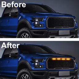 master Car Amber/Yellow/Orange LED Grill Light DRL Kit Waterproof Front Light Set of 4 Vehical HID Kit image 4